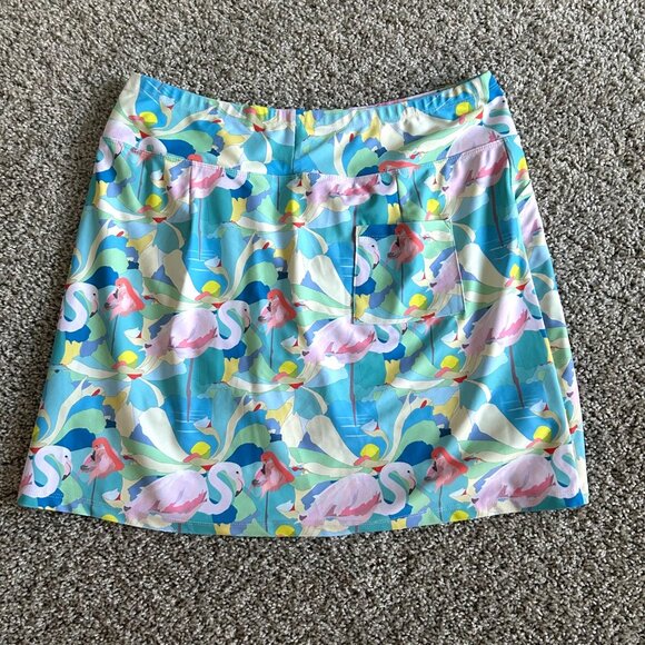 Skinz Flamingo Print Women's Size Large Skirt Pockets Nylon & Spandex - Picture 2 of 9